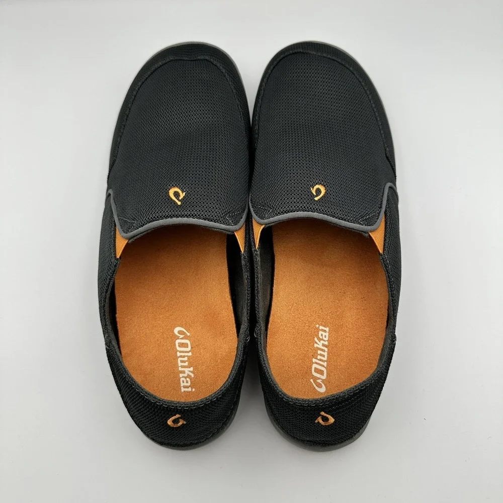 OluKai Nohea Mesh Slip-On Shoes Dark Shadow Gray Breathable Comfort Mens 13